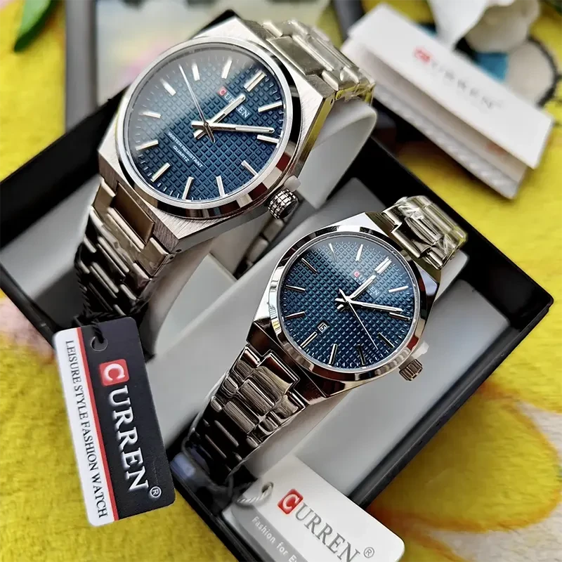 Curren Blue Dial Quartz Couple Watch- 8439